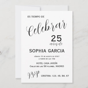 Convite Aniversário "Celebrar 25 Años" Moderno