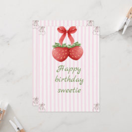 Convite Aniversário Cereja Doce – Elegância Rosa e Branca