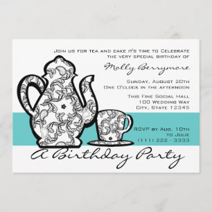 Convite Aniversário Chá com Cor Alterável