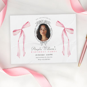 Convite Aniversário clássico de arco rosa elegante