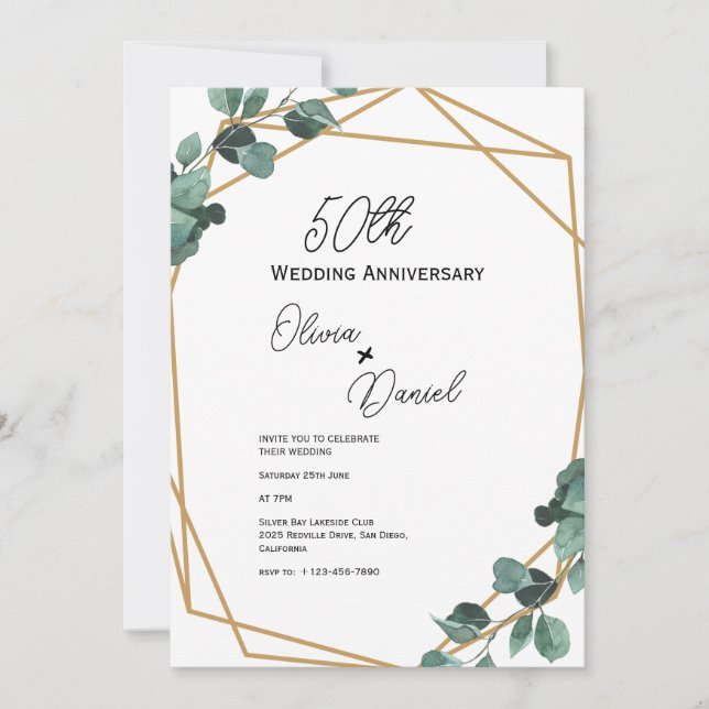 Convite Aniversário Clássico de Casamento de Emerald Green (Frente)