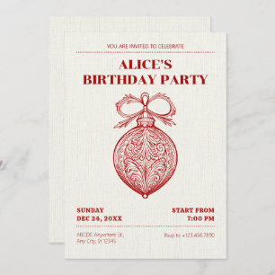 Convite Aniversário clássico de Enfeites de natal antigo