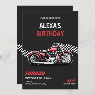 Convite Aniversário clássico de motocicleta