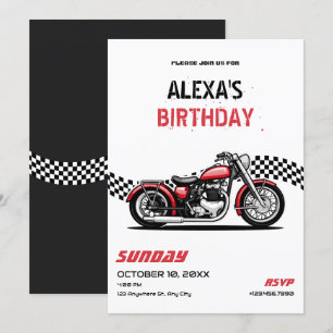 Convite Aniversário clássico de motocicleta