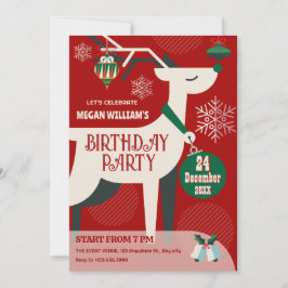 Convite Aniversário clássico de natal de veados