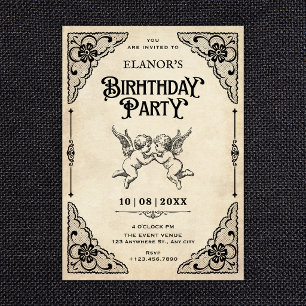 Convite Aniversário clássico vintage