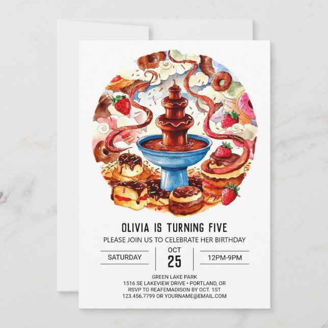 Convite Aniversário Colorido de Chocolate (Frente)