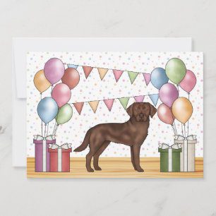 Convite Aniversário Colorido do Cachorro Labrador Retrieve