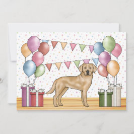 Convite Aniversário Colorido do Cão Retriever Labrador Ama
