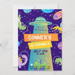 Convite Aniversário Colorido do Pequeno Espaço Dino