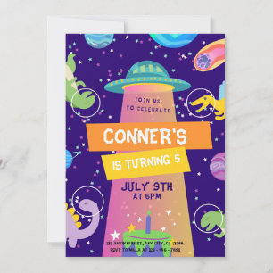 Convite Aniversário Colorido do Pequeno Espaço Dino