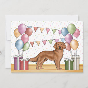 Convite Aniversário Colorido Pastel do Retriever Dourado V