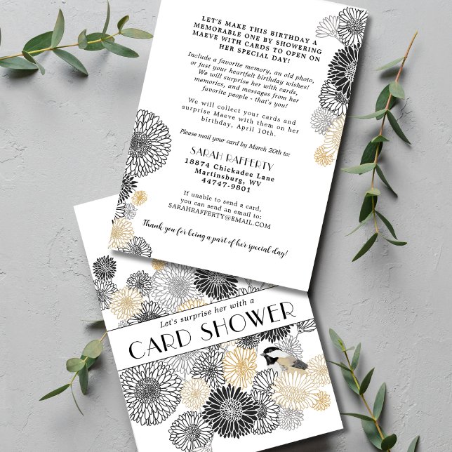 Convite Aniversário Comemorativo Carta de Chuva Preta e Do (Criador carregado)