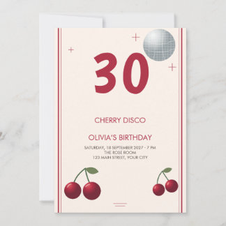 Convite Aniversário Comemorativo Cereja Disco Vermelho Cre