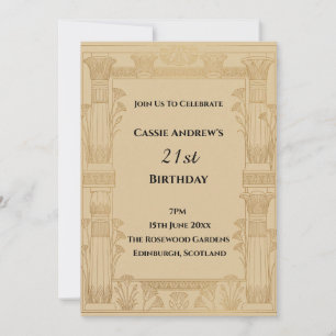 Convite Aniversário Comemorativo em Ouro Art Deco