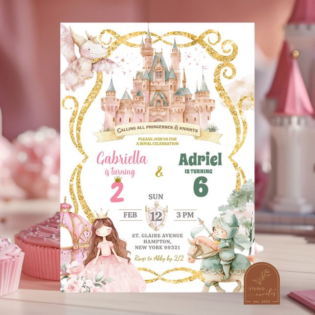 Convite Aniversário Conjunto de Princesa e Cavaleiro Menin (Criador carregado)