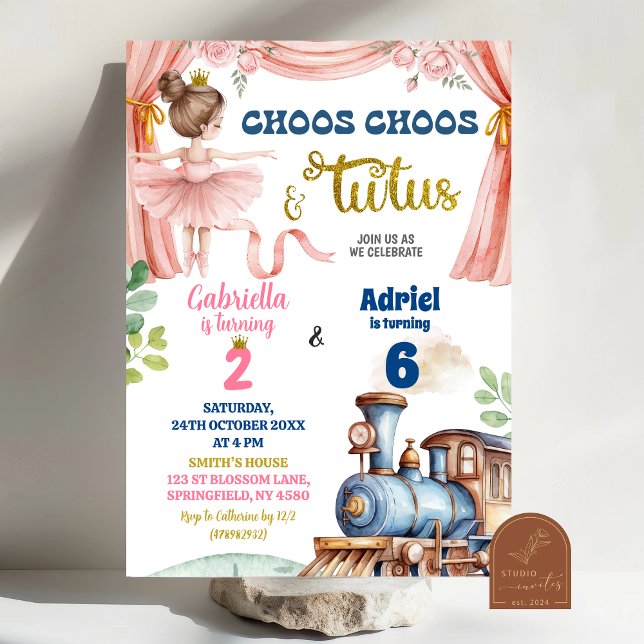 Convite Aniversário Conjunto de Trem e Bailarina (Criador carregado)
