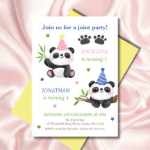 Aniversário Conjunto do Menino e da Menina Panda 