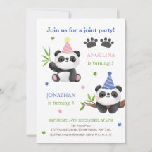 Aniversário Conjunto do Menino e da Menina Panda