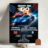 Aniversário Conjunto Rápido Carro Vermelho e Azul