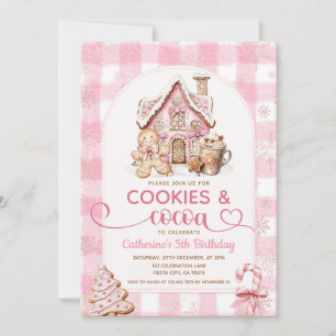 Convite Aniversário Cookies & Cacau Flocos de Neve Rosa Fe