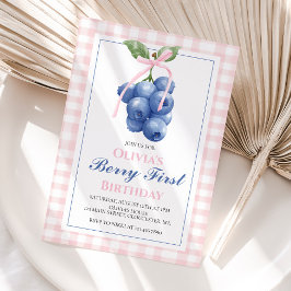 Convite Aniversário Coquette Berry First Mirtilo com Laço 