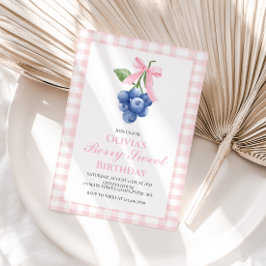 Convite Aniversário Coquette Doce de Mirtilo com Laço Rosa