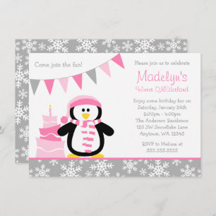 Convite Aniversário cor-de-rosa de Onederland do inverno