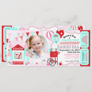 Convite Aniversário cor-de-rosa do carnaval da casa do