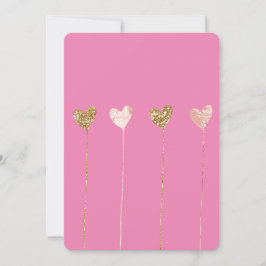 Convite Aniversário Cordas Coração Glam Rosa Brilho Dourad