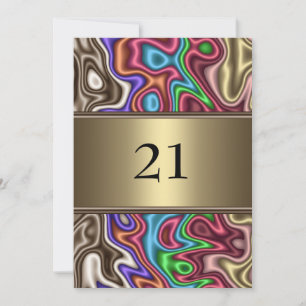 Convite Aniversário Cores Abstratas Seda Falsa