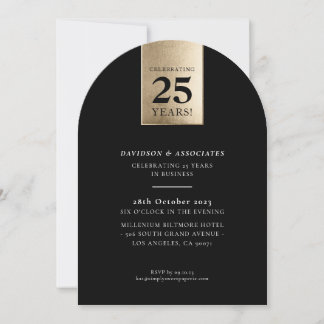 Convite ANIVERSÁRIO CORPORATIVO luxo negócios ouro preto