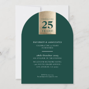 Convite ANIVERSÁRIO CORPORATIVO luxo negócios verde dourad
