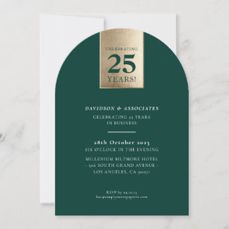 Convite ANIVERSÁRIO CORPORATIVO luxo negócios verde dourad