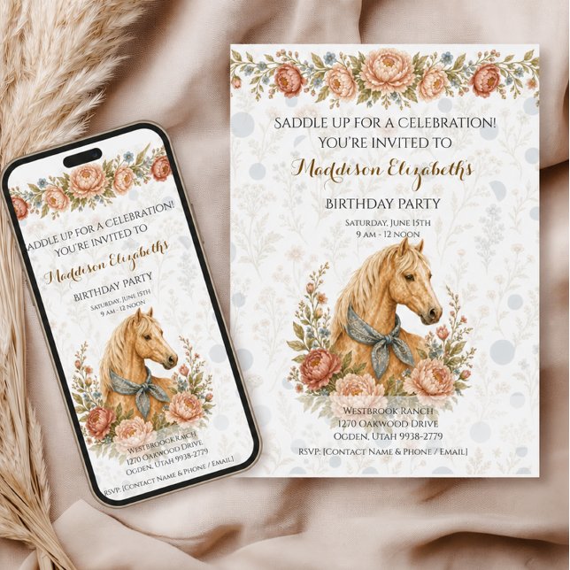 Convite Aniversário Cowgirl Blue  (Criador carregado)
