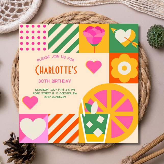 Convite Aniversário Cúbico Moderno (Criador carregado)