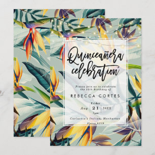 Convite aniversário da 15 da quinceanera da selva tropica