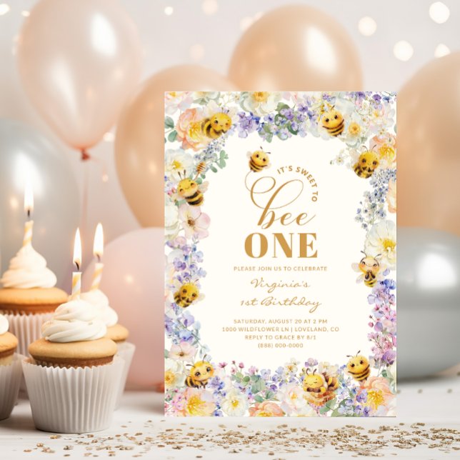Convite Aniversário da Abelha Bonita (Cute Bee Birthday Invitation
)