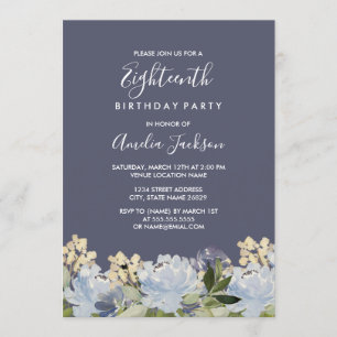 Convite Aniversário da aguarela floral elegante das cinza
