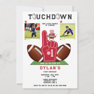 Convite Aniversário da American Football Mascot Touchdown 