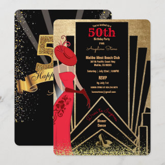 Convite Aniversário da Arte Deco Design da década de 1920