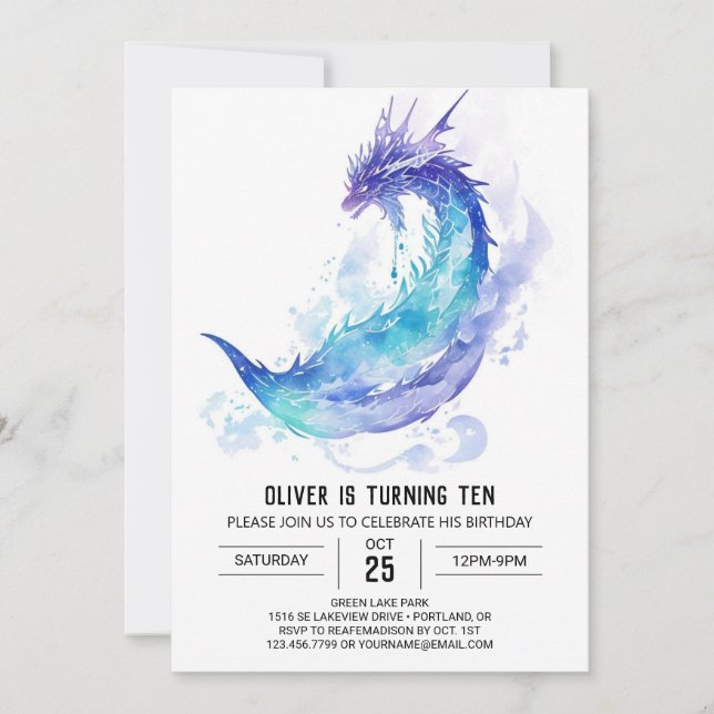 Convite Aniversário da Aventura do Dragão Medieval Cuja Ca (Frente)