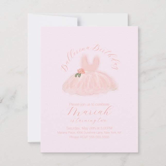 Convite Aniversário da Ballerina Tutu em Qualquer Idade (Frente)