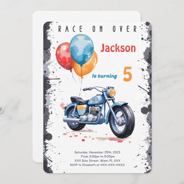 Convite Aniversário da Bicicleta Azul (Frente/Verso)