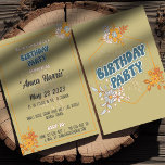 Convite Aniversário da Boêmia Estilo B-Day Vintage<br><div class="desc">A Coleção Groovy - uma coleção única e atraente que combina os retrorreflectores com uma paleta neutra e terrestre,  trazendo um toque do estilo hippie.</div>