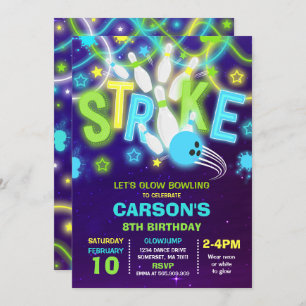 Convite Aniversário da Boliche do Glow Neon da Boliche
