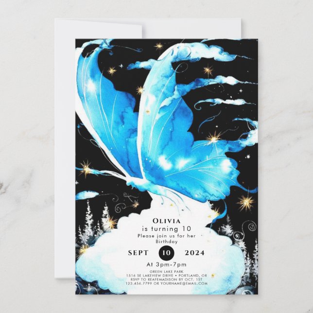 Convite Aniversário da Borboleta Encantada Infantil (Frente)