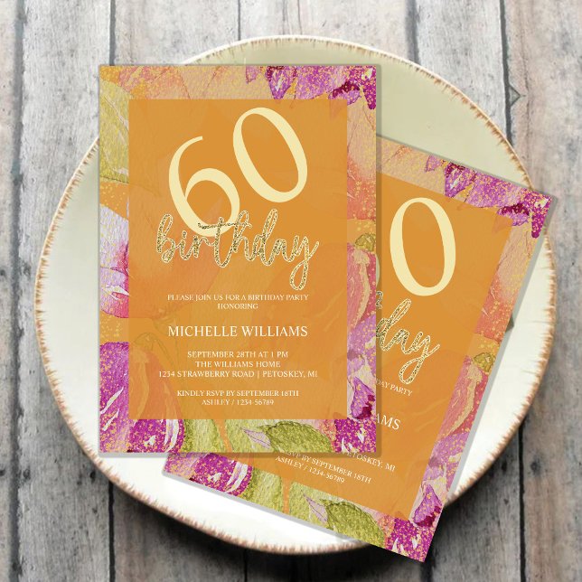 Convite Aniversário da Caligrafia Dourada Elegante (Criador carregado)