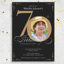 Aniversário da Caligrafia Elegante Dourada 70 Blac