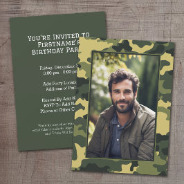 Convite Aniversário da camuflagem militar com Foto